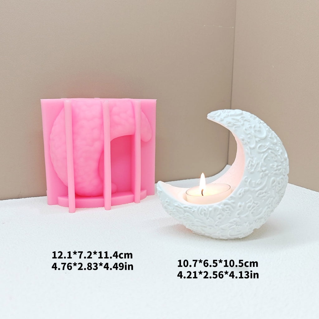 Moon Shape Candle Holder Molds Silicone Tealight Stand Molds for Epoxy Resin