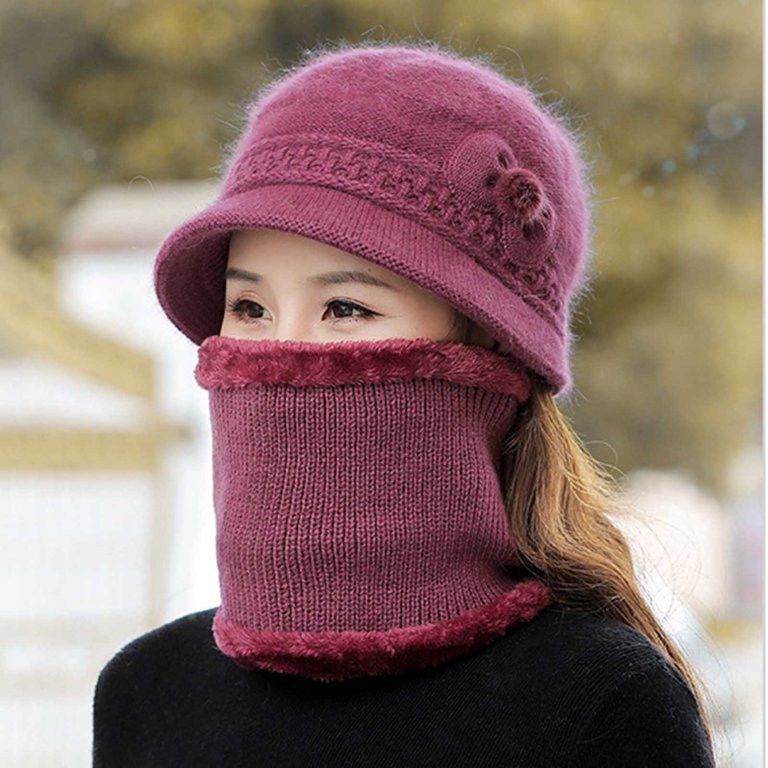 WMTBSRSW 2-Pieces Winter Hat Scarf Set, Knit Warm Beanie Hat  display picture 1