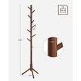 thumbnail image 5 of Coat Rack Solid Wood Free Standing Coat Rack Tree-Shaped Coat Rack with 8 Hooks for Clothes Hats Bags for Living Room Bedroom Dark Walnut, 5 of 7