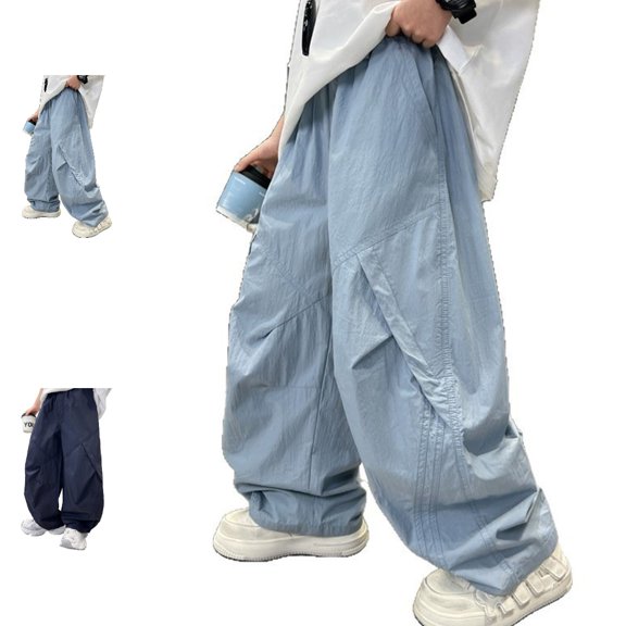 UJNDER Boy's Cool Feeling Loose Fit Thin Casual Trousers for Big Kids Wear Boys Sweatpants,Blue,7-8 Years