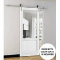 thumbnail image 5 of Sturdy Barn Door 28 x 84 inches | Lucia 1533 White Silk with Clear Glass | Stainless Steel 6.6FT Rail Hangers Heavy Set | Solid Panel Interior Doors, 5 of 6