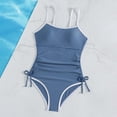 thumbnail image 4 of EliteGoogv One Piece Swimsuit For Girls Solid Color Contrast Tie Adjustable Bathing Suit Summer Beach Pool Vacation Swimwear Grey, 4 of 9