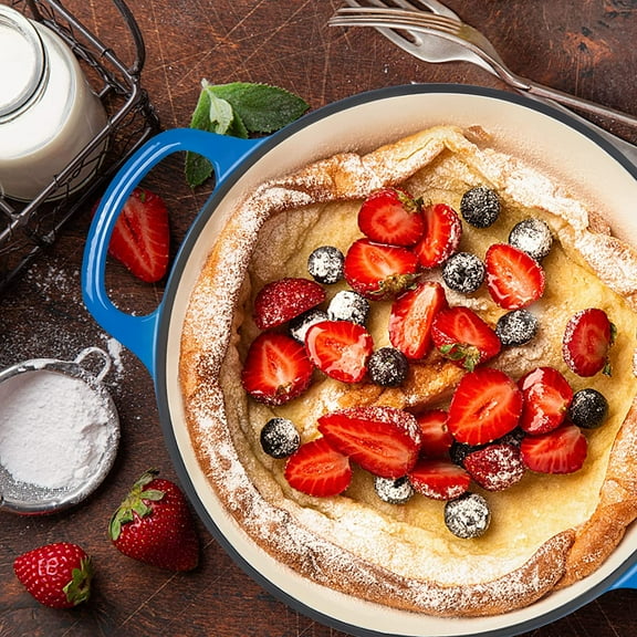 6 Quart Enameled Cast Iron Dutch Oven Pot with Lid, Dark Blue Non-Stick Cookware for Baking Stewing Roasting