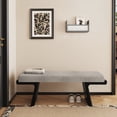 thumbnail image 2 of Zesthouse 47.2" Linen Upholstered Bench, Bedroom Bench End of Bed, Modern Ottoman Bench with Solid Wood Frame for Entryway Living Room, Gray, 2 of 9