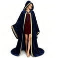 thumbnail image 7 of SAWOBUUN Velvet Wizard Robe with Hood and Sleeves Men Women, Halloween Vampire Witch Wizard Cloak Renaissance Medieval Cape, 7 of 7