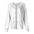 thumbnail image 3 of ZKIRBJV White Lab Coat for Women Button Down Warm Long Sleeve Scrubs Tops Lightweight Winter Oversized Scrub Jackets Stretch Medical Nursing Working Cardigan with Pocket White S, 3 of 3