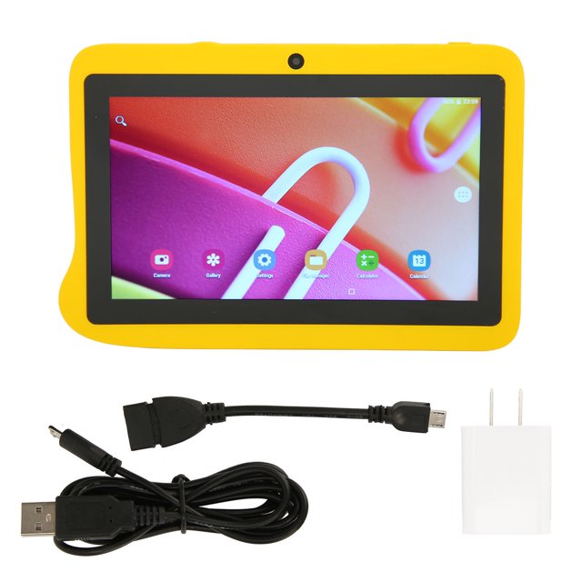 Tableta de 7 pulgadas 2GB RAM 32GB ROM Pantalla LCD 1280x800 CPU Octa Core 5000mAh Tableta para niños para juegos de estudio Enchufe de EE. UU. 100-240V Enchufe amarillo de EE. UU. 100-240V