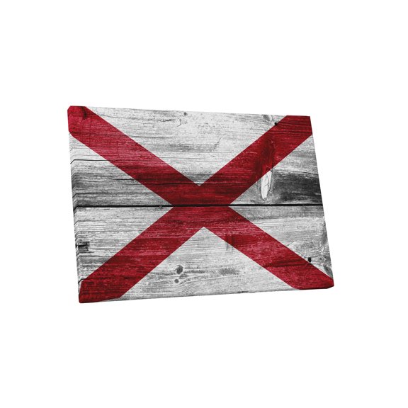 Vintage Alabama State Flag Gallery Wrapped Canvas Wall Art (20" x 16")
