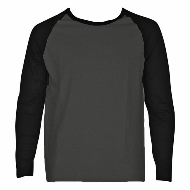 SLM T-Shirt Raglan de Baseball en Coton à Manches Longues pour Homme - Noir/gris Charbon - TG