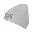 thumbnail image 2 of LNWH Knitted Acrylic Hat, Abstract Hearts Pattern Winter Beanie Hat for Cold Weather, Gray, 2 of 8