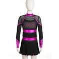 thumbnail image 4 of YEAHDOR Girls Children Cheerleading Outfit Schoolgirl Cheer Team Uniform Dancewear Long Sleeve Shiny Rhinestone Dress Black&Hot Pink 8, 4 of 7
