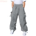 thumbnail image 2 of LYHaoo Kids Cargo Pants With Multiple Pockets For Boys And Girls Outdoor Casual Play Everyday Comfortable Boys Cargo Pants(Gray), 2 of 7