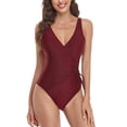 thumbnail image 2 of Sngxgn Women's Ribbed Swimsuit Tie Side Bathing Suits Ladies Swimwear(Red,L), 2 of 8