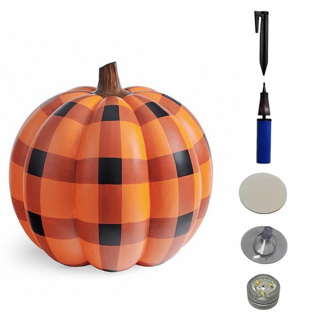 Calabaza inflable con LED para Halloween con bomba, juguete de decoración para exteriores, patio de Halloween, césped y jardín, decoraciones para fiestas
