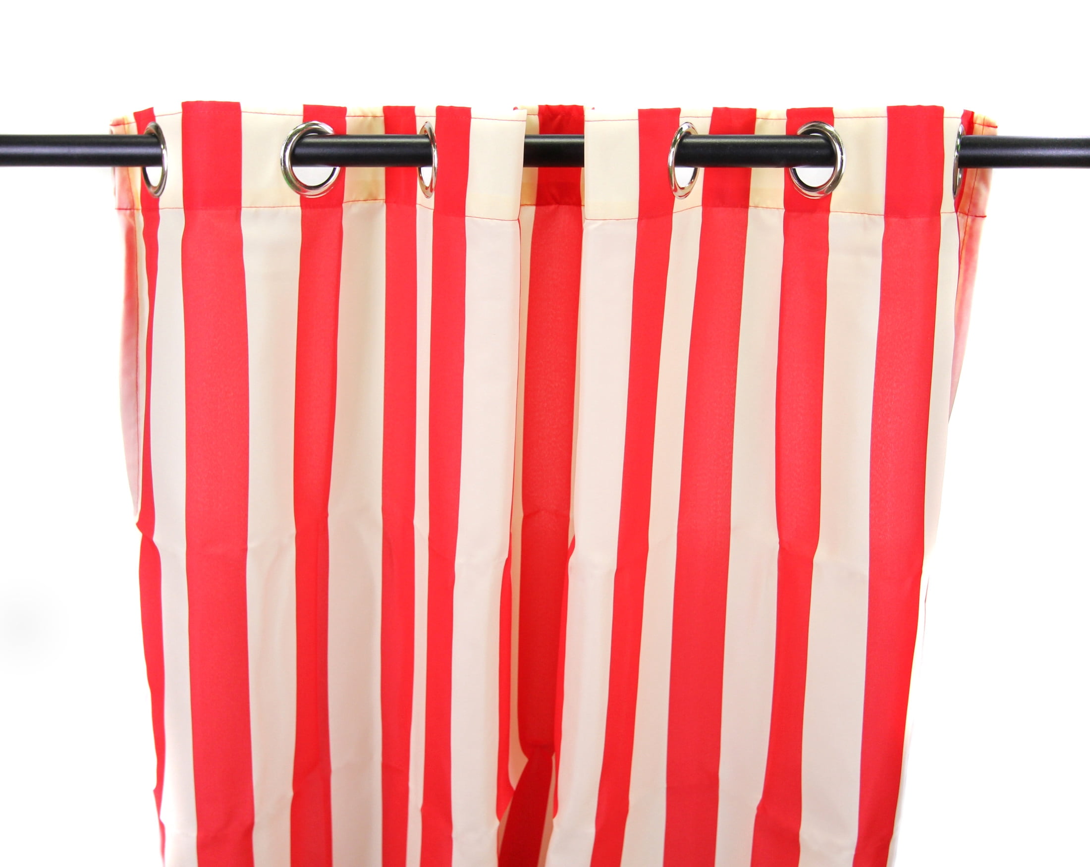 Jordan Manufacturing 54" x 84" Cherry Red Stripe Grommet Semi-sheer Outdoor Curtain Panel (2 Pack)