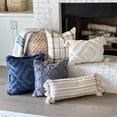 thumbnail image 2 of My Texas House Stafford Woven Reversible Plaid Stripe Square Decorative Pillow Cover, 20" x 20", Cream, 2 of 6