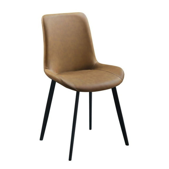 Eli 20 Inch Parson Style Dining Chair, Vegan Leather, Set of 2, Tan Brown 74Eli 20" Parson Dining Chair, Vegan Leather, Set of 2, Brown
