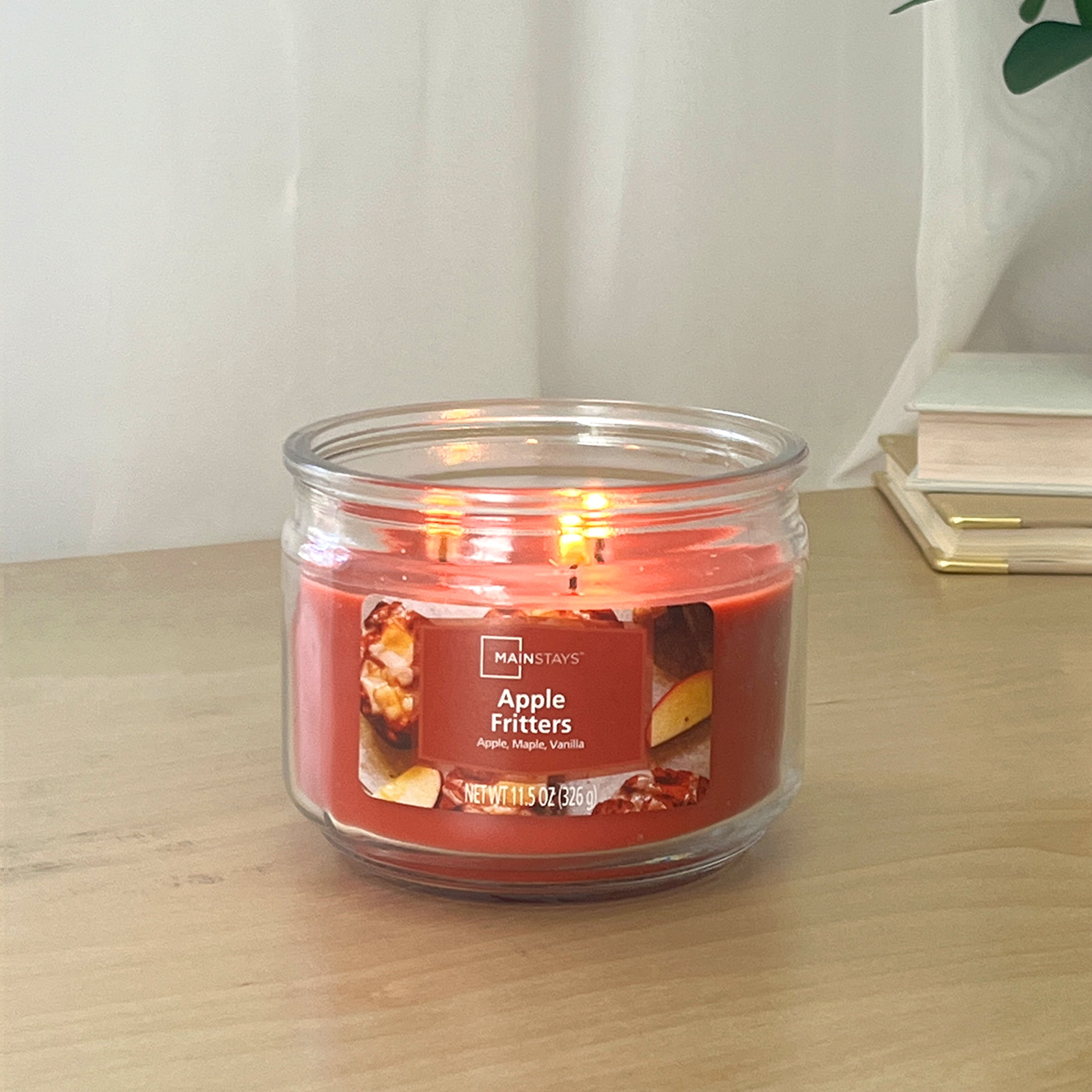 Mainstays Apple Fritter 3-Wick Glass Jar Candle, 11.5 oz