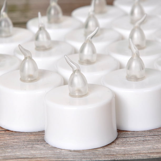 Velas de velas de té que funcionan con pilas: Paquete de 24 velas sin llama parpadeantes realistas y brillantes para regalo de vacaciones, LED eléctrico (blanco cálido)