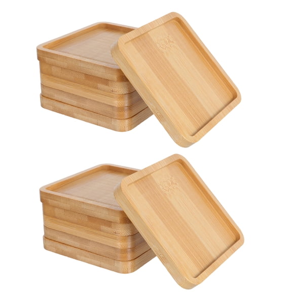 DEEPCRAFF 10Pcs Bamboo Coaster Bases Heat Resistant Square DIY Blank Plates for Mosaic and Decorative Art Projects