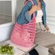 thumbnail image 4 of Large Shoulder Bags for Women Straw Hollow Handbags Tote Bags Reusable Casual Shopping Bag apricot, 4 of 4