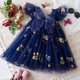 thumbnail image 5 of Ropa navideña para niños pequeños, vestidos de tul para niñas pequeñas, sin mangas, con volantes, bordado, vestido de tutú con flores, vestido de cumpleaños de princesa, 5 of 5