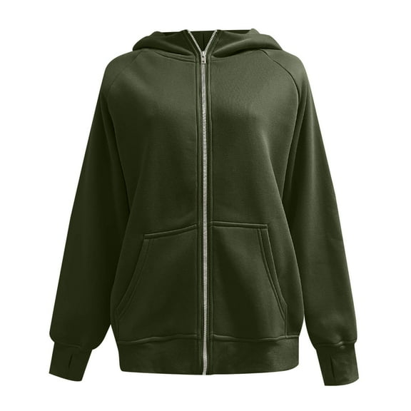 lnmuld Solid Color Womens Fashion Zipper Hoodie Jacket Sweatshirt Autumn Pocket Winter Clothing Size:XL