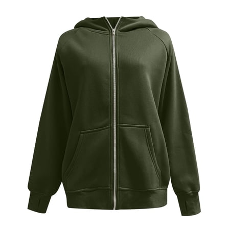 lnmuld Solid Color Womens Fashion Zipper Hoodie Jacket Sweatshirt Autumn Pocket Winter Clothing Size:M