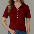 thumbnail image 2 of vigerkar Women's Short Sleeve Polo T-Shirt - Casual Button-Up Loose Fit Top for Summer Comfort Style , XXL, 2 of 6
