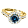thumbnail image 3 of Aonejewelry 1.50 Ct. Halo Blue Diamond Engagement Wedding Ring In 14k Solid Yellow Gold, 3 of 4