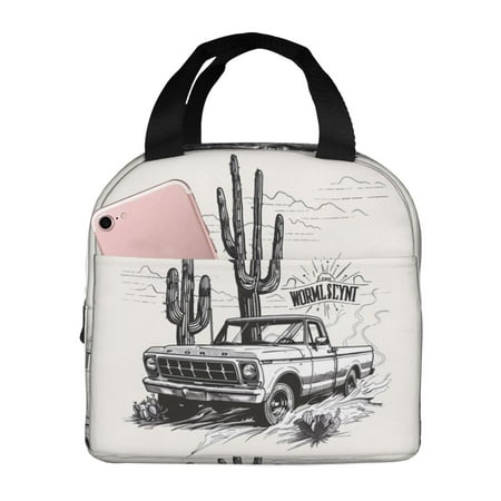 Insulated Lunch Bag for Women Men - Vintage Cactus Pickup Leakproof Cooler Lunch Box for Women Men  Lunch Tote Bags for Work School Picnic Travel
