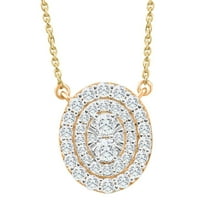 Pompeii .85Ct Oval Diamond Halo Pendant Women's Yellow Gold Necklace 14mm Tall Lab Grown