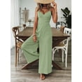 thumbnail image 3 of ZOELNIC Women's Summer Jumpsuit Spaghetti Strap Back Bow Romper, Wide Leg Vacation Outfit, Casual Resort Wear One Piece for Beach & Travel, M, 3 of 7