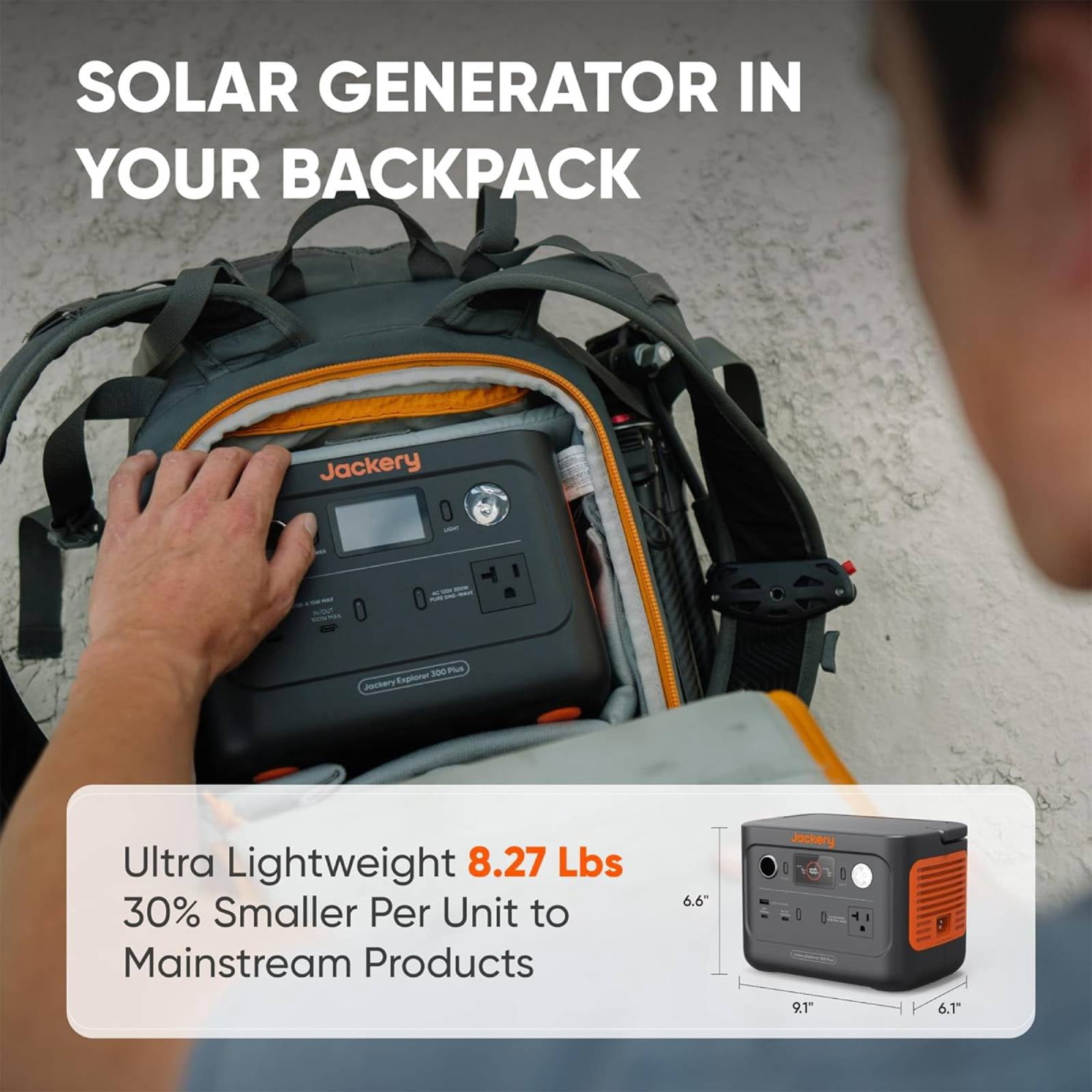 Jackery Solar Generator Explorer 300 plus with 1xSolarSaga 100W