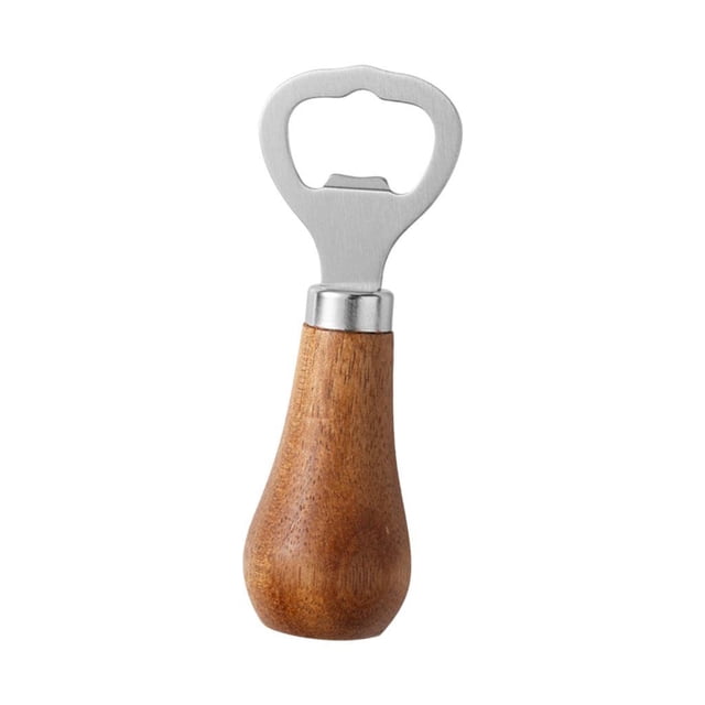 Abridor de botellas portátil, abridor de tapas de cerveza, dispositivo portátil de barra vertical con mango de madera Argén