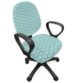 thumbnail image 1 of Abstract Office Chair Slipcover, Curly Bold Water Fishing Theme Summer Season Vacation Beach Seashore Swimming, Stretch Decorative Fabric Cover, Standard Size, Turquoise White, by Ambesonne, 1 of 5