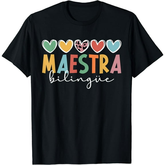 Maestra Bilingue Hearts Maestra De Espa?ol Spanish Teacher T-Shirt mens t shirt,black,women,funny,misfits,men,journey