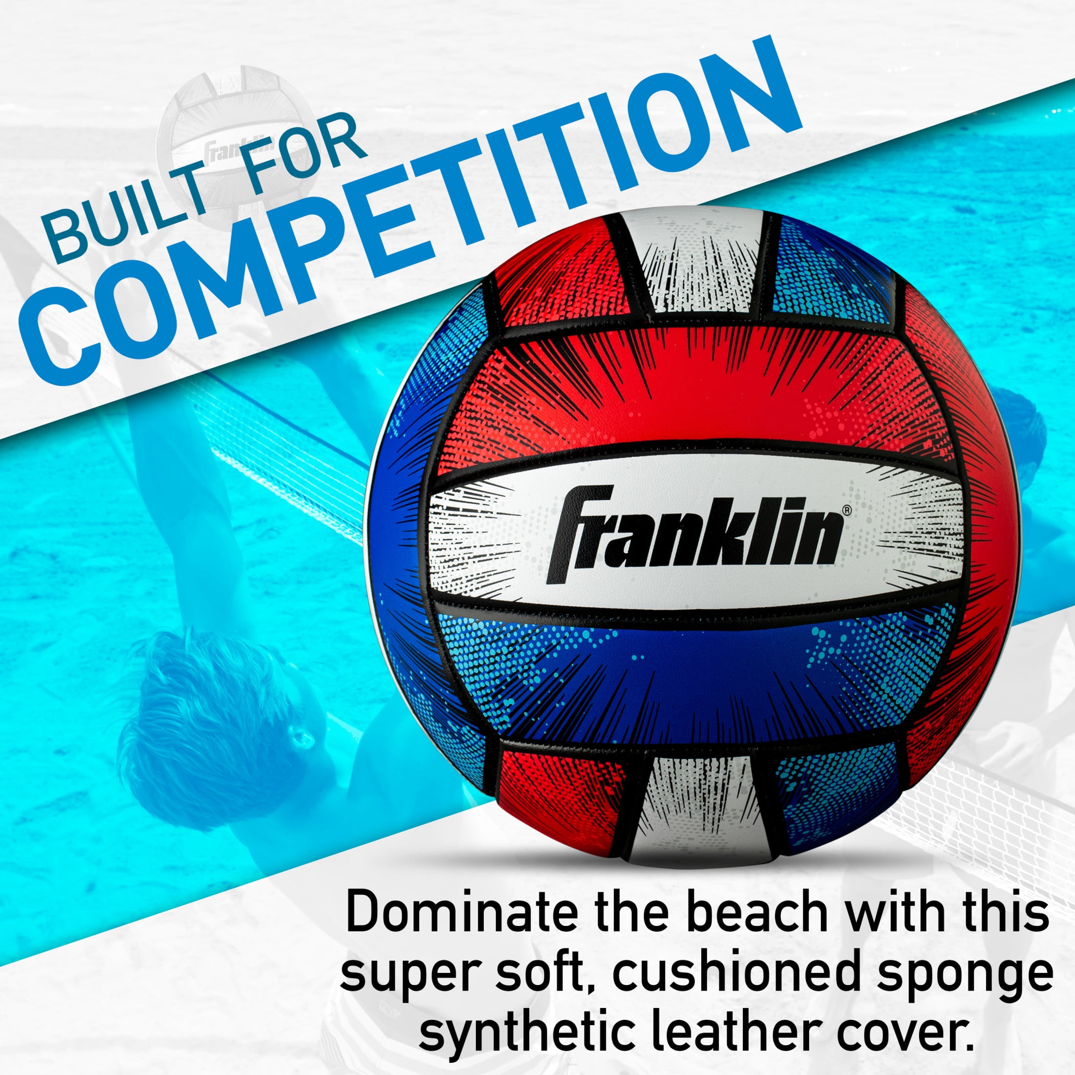 Franklin Sports BLAST Volleyball - Outdoor + Beach Volleyball - Cushioned Ball - Air Pump Included