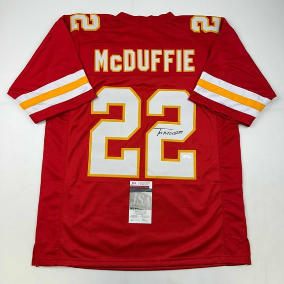 Autographed/Signed Trent McDuffie Kansas City Red Football Jersey JSA COA