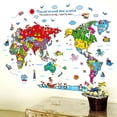 thumbnail image 3 of Cateissary Adhesivo de pared mapa del mundo Animal papel pintado liso grande plano moderno dibujos animados hogar accesorio niños DIY Mural arte Decoración del hogar, 3 of 6