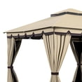 thumbnail image 5 of Wooflex 10x10FT Outdoor Roman Gazebo with Double-Top Wave Pattern Canopy – Black Frame & Beige/Brown Double-Hanging Curtains, 5 of 11