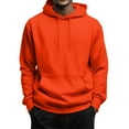 thumbnail image 2 of Qwertyu Men's Oversized Hoodie Soft Long Sleeve Solid Color Hooded Sweatshirts with Kangaroo Pocket Hoodies Pullover Vermilion 3XL, 2 of 6