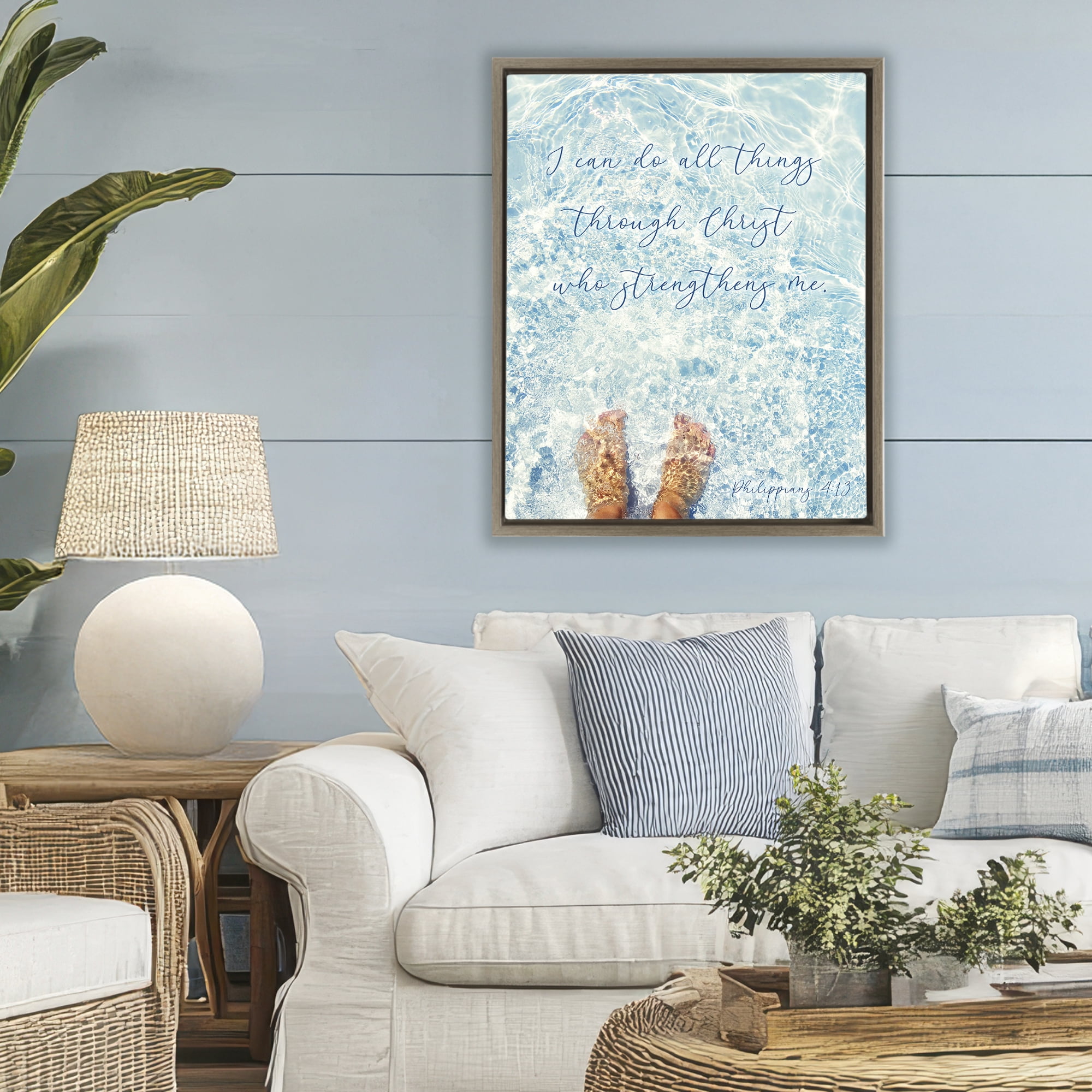 Stupell Industries I Can Do All Things Brown Framed Floater Canvas Wall Art, design by Sarah Jane