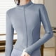thumbnail image 5 of Chaqueta para correr, Tops para gimnasio, ropa para ejercicios de Fitness para mujer, chaqueta deportiva ligera y cómoda de secado rápido a la moda S Gris Azul, 5 of 8