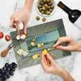 thumbnail image 5 of Modern Cutting Board, Empty Lounge Area Large Window and View of Sea Waves Rocks Art, Decorative Tempered Glass Cutting and Serving Board, Small Size, Beige Blue White, by Ambesonne, 5 of 5