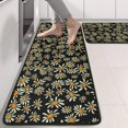 thumbnail image 2 of Kitchen Rugs Sets Of 2,Black Daisy Flower Orange Centers Pattern Anti Fatigue Kitchen Mat Rugs Non Slip Washable,Decorative Kitchen Floor Mats for Kitchen,Sink,Laundry,17"x47"+17"x47", 2 of 5
