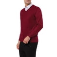 thumbnail image 4 of Lars Amadeus Men's Solid Color Knitted Long Sleeves V Neck Pullover Sweater, 4 of 5