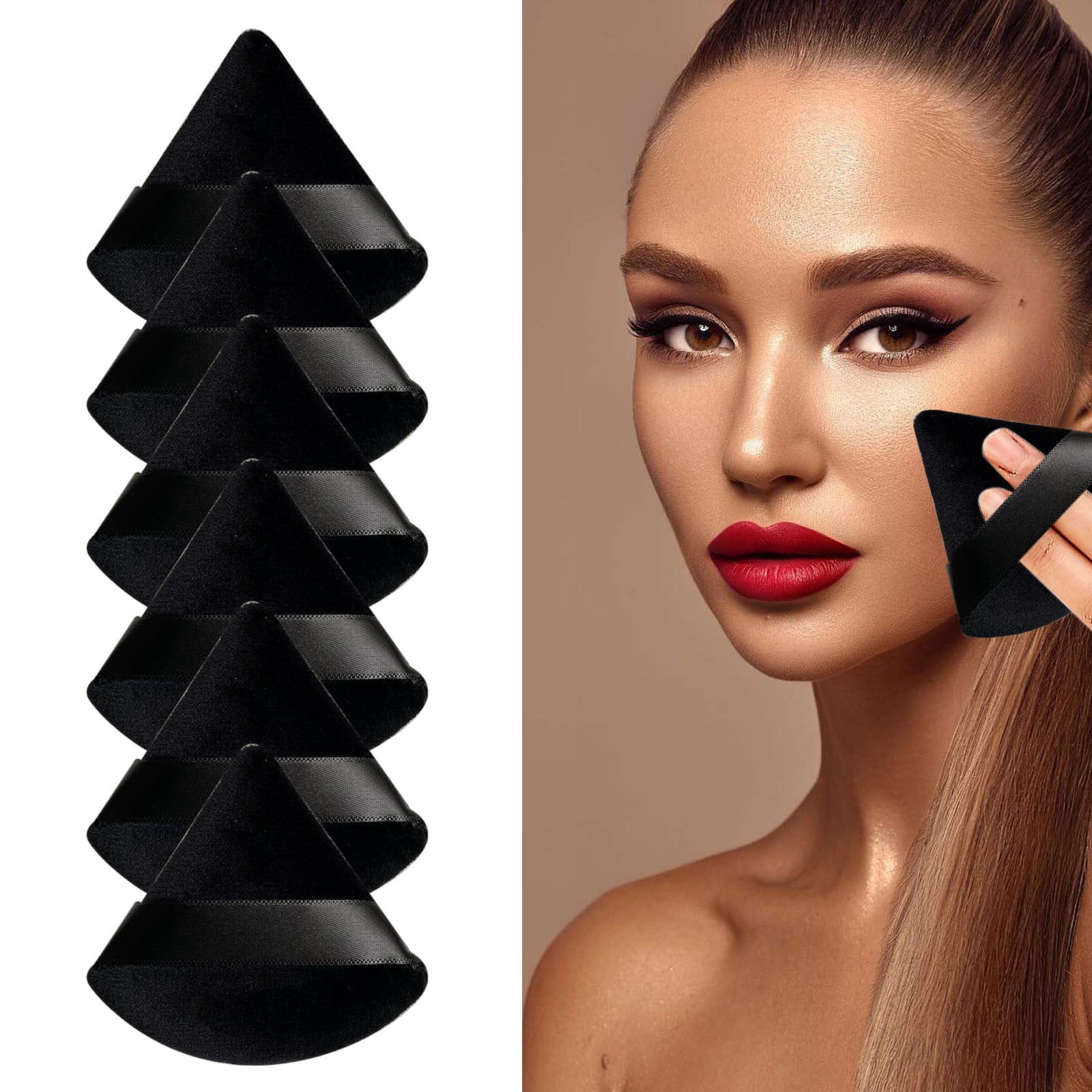 6pc Triangle Powder Puff Soft Powder Puffs For Face Powder Velour