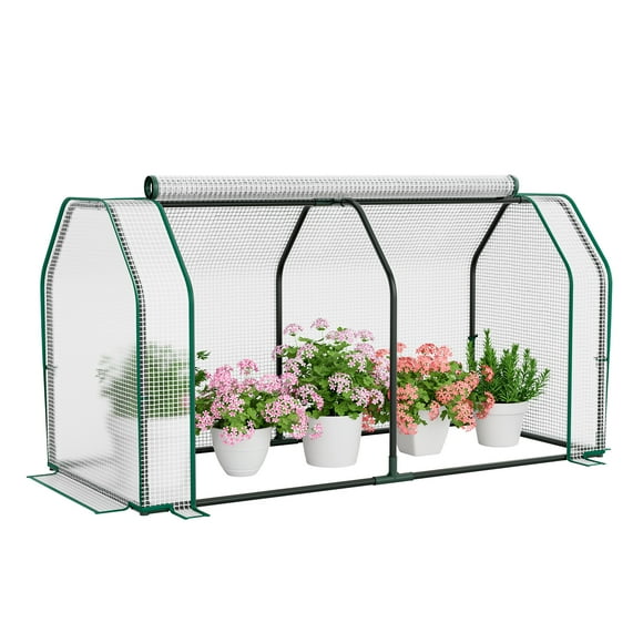 Patiojoy Portable Mini Greenhouse Plant Greenhouse Tent with Roll-Up Zippered Door Indoor Outdoor Green Hot House Sun Protection