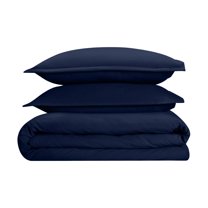 1000 Thread-Count 100% Egyptian Cotton 3 Piece Duvet Cover and Pillow Shams, Premium Hotel Comforter Quilt Cover Sateen Weave with Zipper Closure, Corner-Ties - Twin, Navy Blue